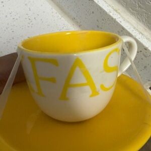 Crate&Barrel Yellow and White Mug
